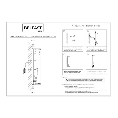 Настенный светильник Belfast Ravenhill 3230 BR MB