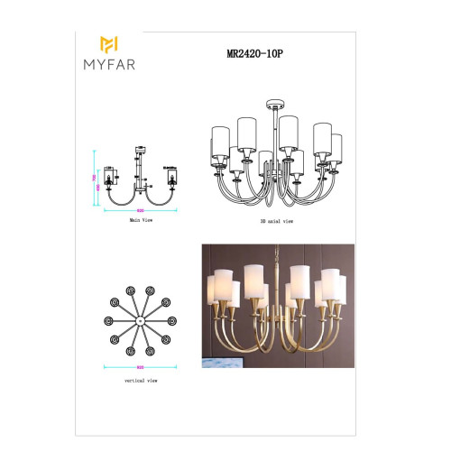 Люстра на штанге Myfar Oliver MR2420-10P