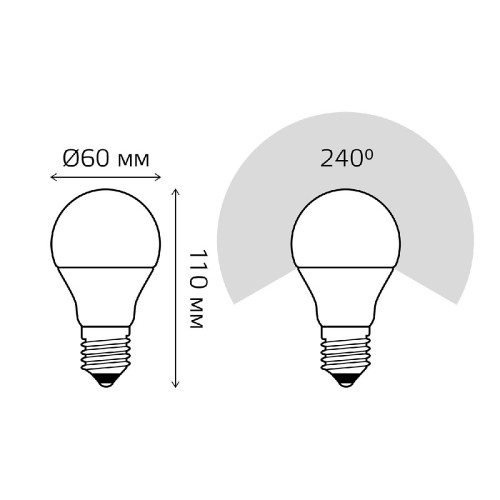 Лампа светодиодная диммируемая Gauss E27 10W 6500K груша матовая 102502310-S