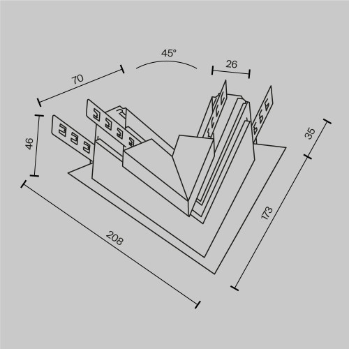 Угол-соединитель 45° встраиваемый Maytoni Magnetic track system Exility TRA034CLS-42.12W