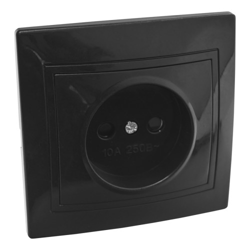 Розетка 2П с защ. шт. скрытой установки 16А 250В IP20, черная (керамика) Розетка 2П с защ. шт. скрытой установки 16А 250В IP20, черная (керамика)