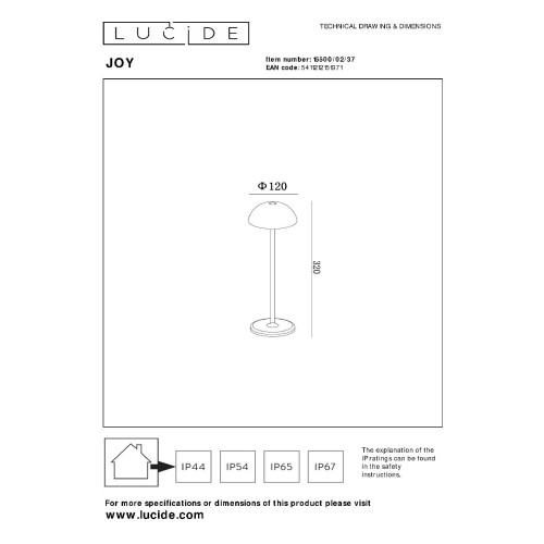 Настольная лампа Lucide Joy 15500/02/37