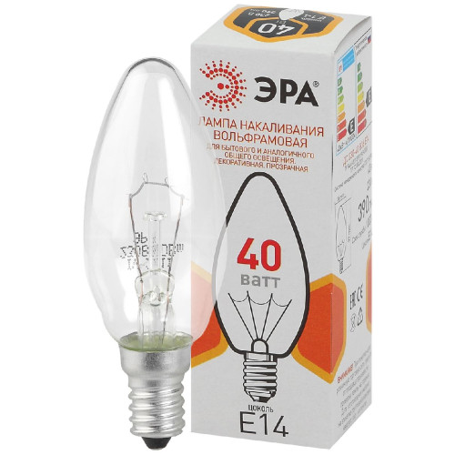 Лампа накаливания Эра E14 40W ДС 40-230-E14-CL Б0039127