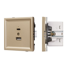 Механизм USB розетки Arlight SCT-TENDO-MUAC-SFPL-GD (5V, 3A, QC3) 054537 Механизм USB розетки Arlight SCT-TENDO-MUAC-SFPL-GD (5V, 3A, QC3) 054537