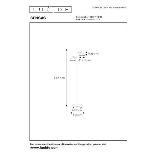 Торшер Lucide Sensas 30797/02/31
