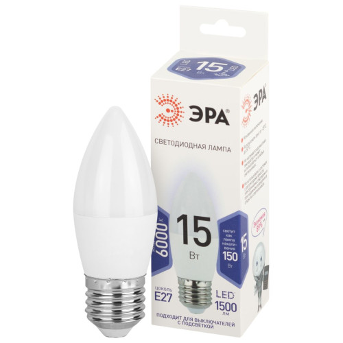Лампа светодиодная Эра STD LED B35-15W-860-E27 6500K свеча