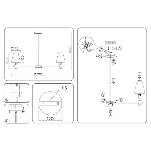Люстра на штанге Ambrella Light High Light Ceramo Classic LH75044