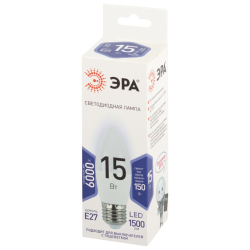 Лампа светодиодная Эра STD LED B35-15W-860-E27 6500K свеча