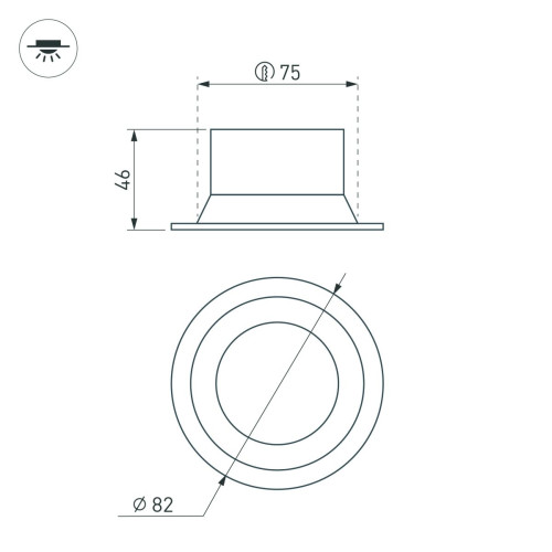 Встраиваемый светильник даунлайт Arlight MS-BREEZE-BUILT-R82-9W Warm2700 (BK, 80 deg, 230V) (IP20 Металл) 054715