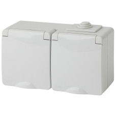 Розетка ЭРА Эксперт 2х2P E IP65 со шторками 16A 250V 11-2604-03 Б0035992