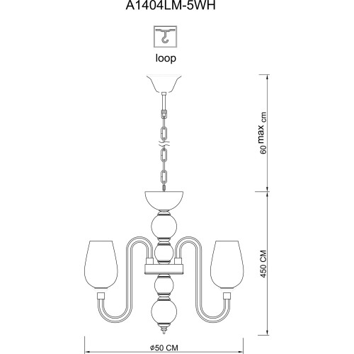 Подвесная люстра Arte Lamp 96 A1404LM-5WH
