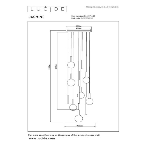 Подвесной светильник Lucide Jasmine 74420/14/65