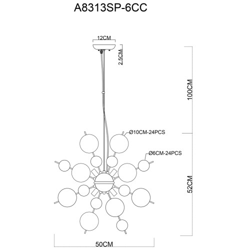 Подвесная люстра Arte Lamp Molecule A8313SP-6CC