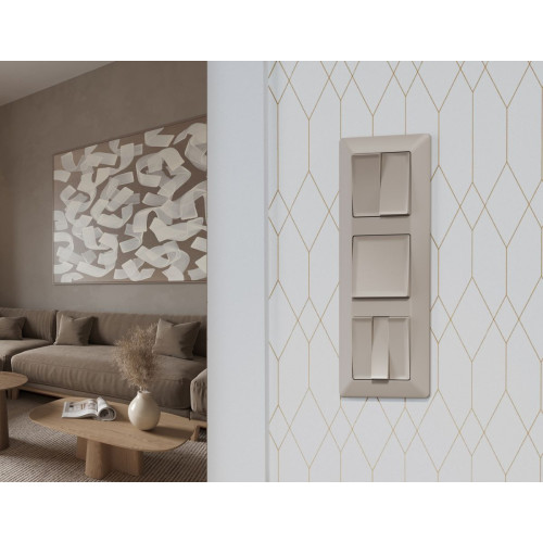 Комплект механизма 2-клавишного перекрестного выключателя 10A-250V Alfa Серо-бежевый матовый Quant Ambrella Volt MA363030 (AP3630, VM125)