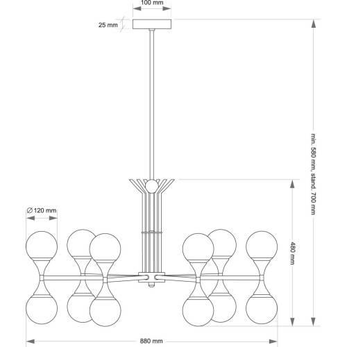 Люстра на штанге Kutek Bari BAR-ZW-6 (Z)