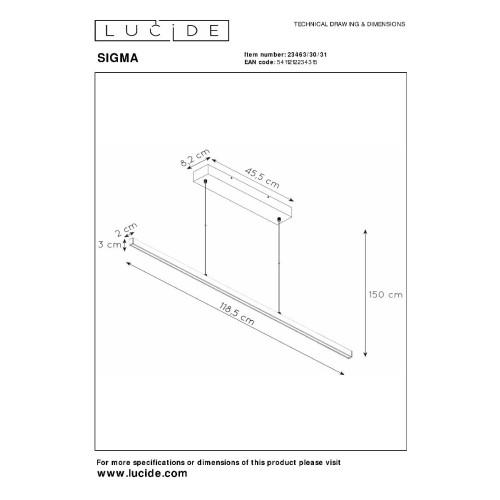 Подвесной светильник Lucide Sigma 23463/30/31