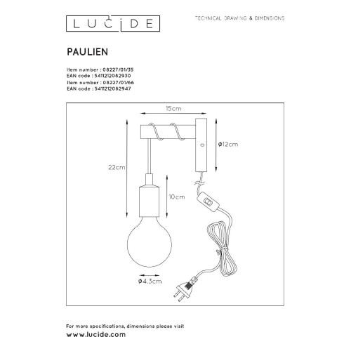 Бра Lucide Paulien 08227/01/35