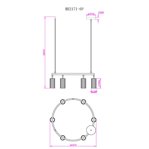 Подвесная люстра Myfar Alex MR2171-6P