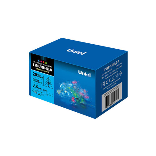 Светодиодная гирлянда (07919) Uniel Колокольчики 220V разноцветный ULD-S0280-020/DTA RGB IP20 BELLS