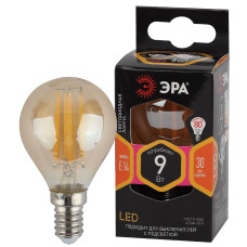 Лампа светодиодная Эра E14 9W 2700K F-LED P45-9W-827-E14 gold Б0047022