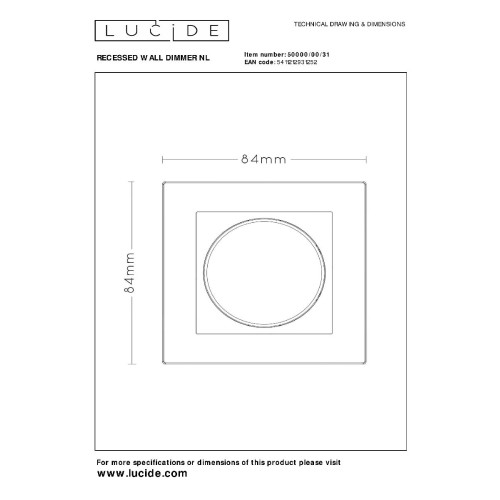 Диммер Lucide Recessed Wall Dimmer Nl 50000/00/31