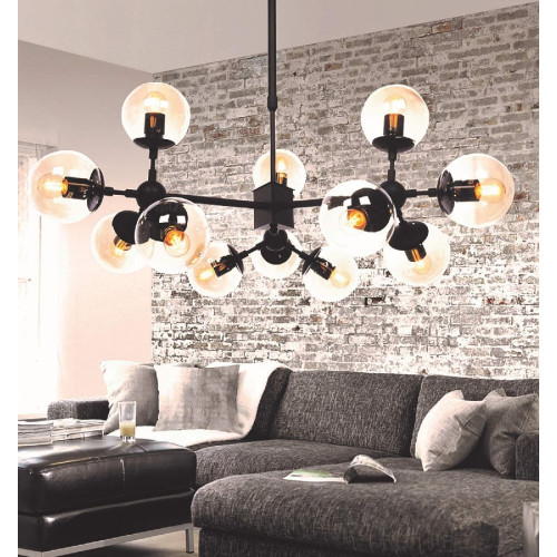 Люстра на штанге Lumina Deco Zodiak LDP 160-12 BK+TEA