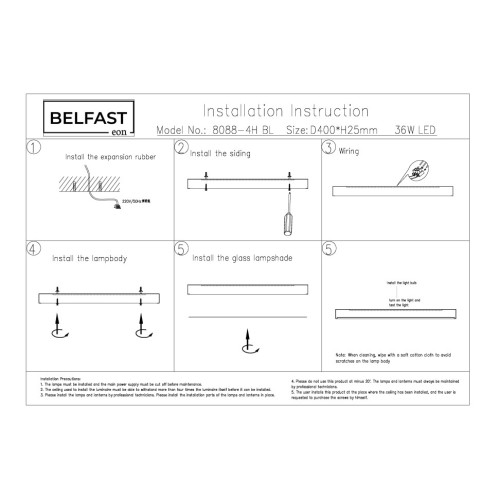 Потолочный светильник Belfast Glenmore 8088-4H BL