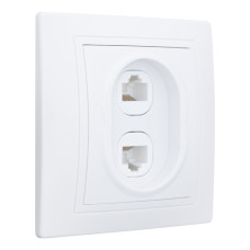 Розетка двойная компьютерная RJ45 скрытой установки IP20, белая 