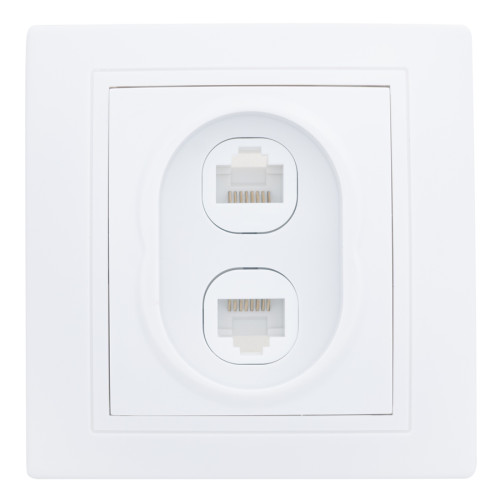 Розетка двойная компьютерная RJ45 скрытой установки IP20, белая 