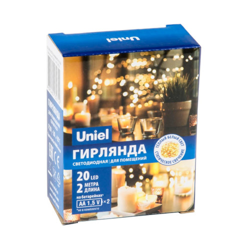 Светодиодная гирлянда Uniel Роса (UL-00007183) теплый белый ULD-S0200-020/SСB/2AA Warm White IP20 Dew