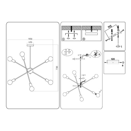Люстра на штанге Ambrella Light Loft TR80432