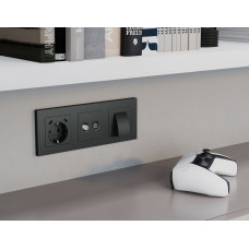 Комплект механизма розетки TV оконечной + SAT 5-862MHz 3.5dB/950-2150MHz 3.5dB Alfa Графит мягкое касание Quant Ambrella Volt MA913310 (AP9133, VM217)
