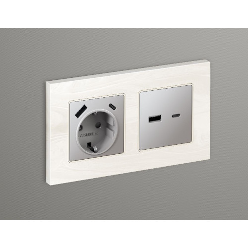 Лицевая панель для розетки 2USB тип A+C Ambrella Volt Alfa AP5110