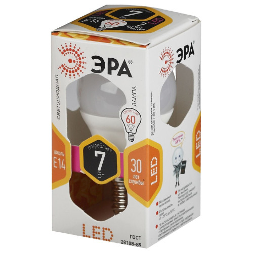 Лампа светодиодная Эра E14 7W 2700K LED P45-7W-827-E14 Б0020548