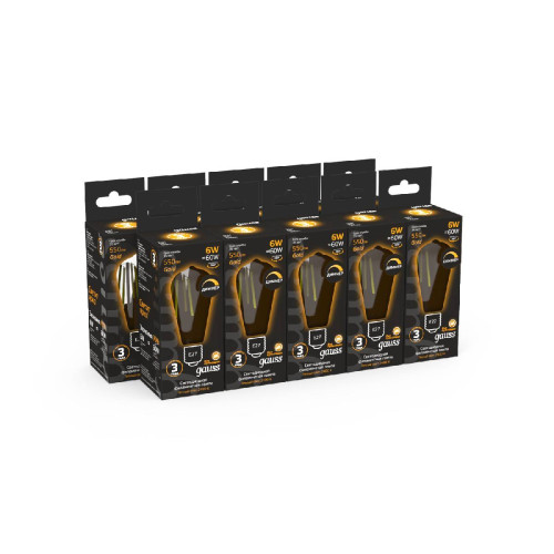 Светодиодная филаментная лампа Gauss Filament E27 6W 2400K 102802006-D