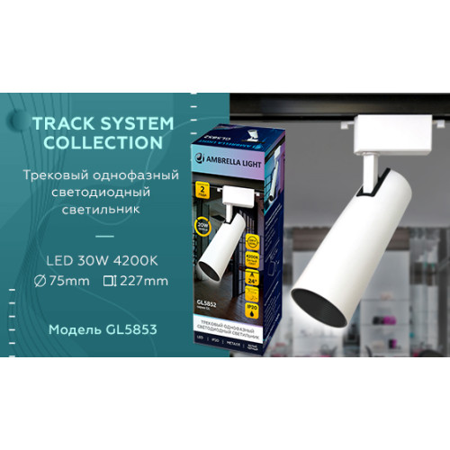 Трековый однофазный светильник Ambrella Light Track System GL5853