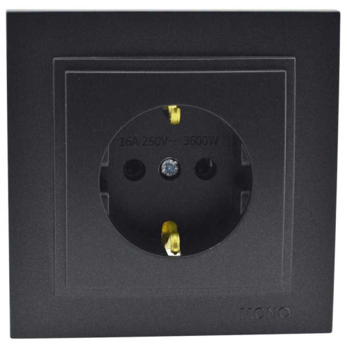 Розетка с заземлением Mono Electric Despina 16А 250В графит 102-202021-117