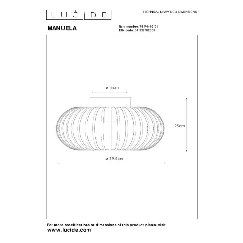 Потолочный светильник Lucide Manuela 78174/40/31