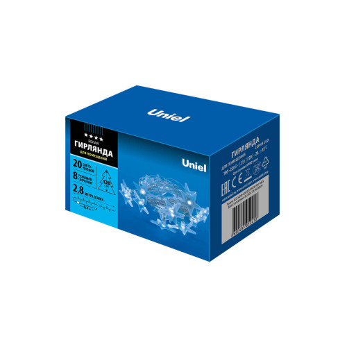Светодиодная гирлянда Uniel (07920) звездочки 220V белый ULD-S0280-020/DTA White IP20 STARS