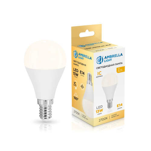 Светодиодная лампа Ambrella Light Bulbing E14 13W 2700K шар 451313