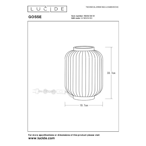 Настольная лампа Lucide Gosse 13535/34/31