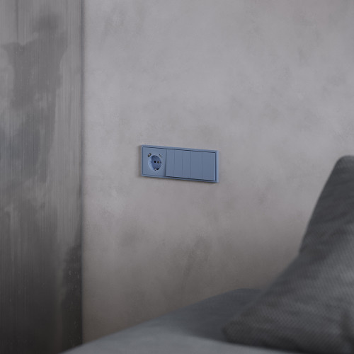 Накладка для розетки с заземлением и защитными шторками, с USB A+C Voltum S70 (деним) VLS001015