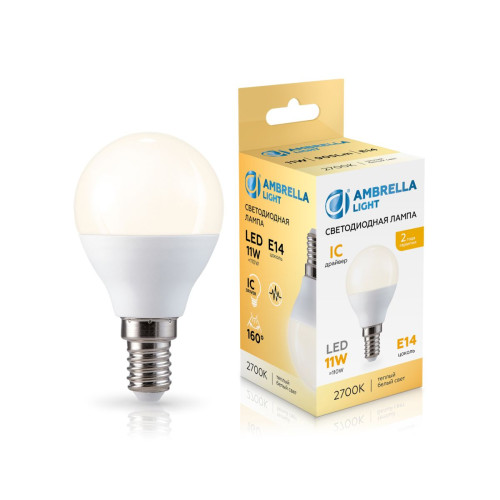 Светодиодная лампа Ambrella Light Bulbing E14 11W 2700K шар 451113