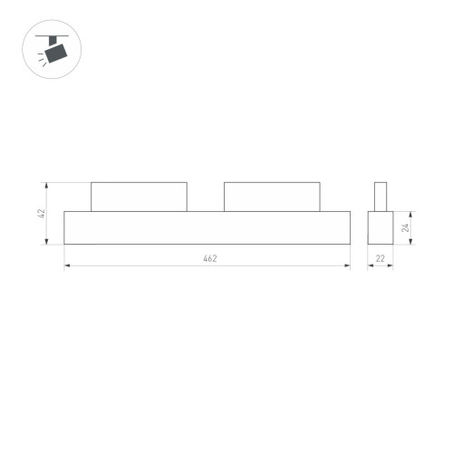 Трековый магнитный светильник Arlight MAG-ORIENT-FLAT-L465-16W Day4000 (BK, 100 deg, 48V) (IP20 Металл) 033611(1)