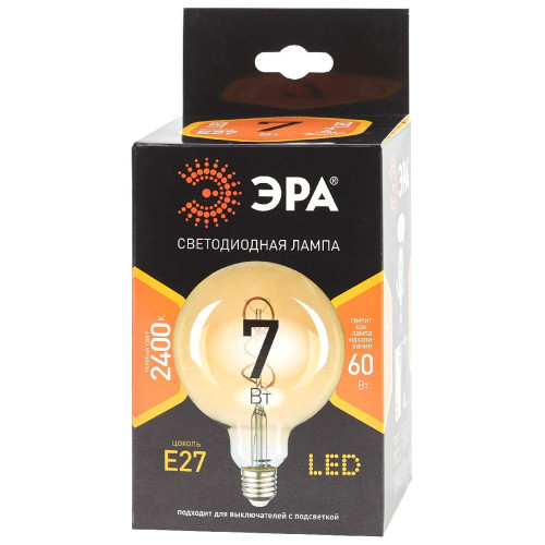 Лампа светодиодная Эра E27 7W 2400K F-LED G95-7W-824-E27 spiral gold Б0047663
