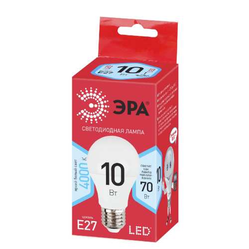 Лампа светодиодная Эра E27 10W 4000K ECO LED A60-10W-840-E27 Б0028005