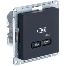 Розетка тип-C 65W высокоскор.заряд. QC, PD, мех. Systeme Electric AtlasDesign Карбон USB ATN001027