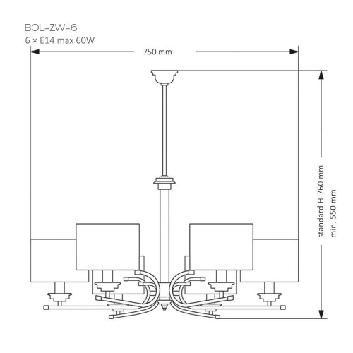 Подвесная люстра Kutek Mood Bolt BOL-ZW-6 (N)
