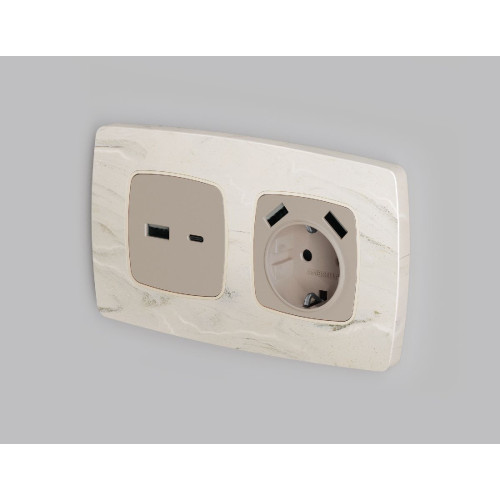 Лицевая панель для розетки 2USB A+C Ambrella Volt Omega OP3710