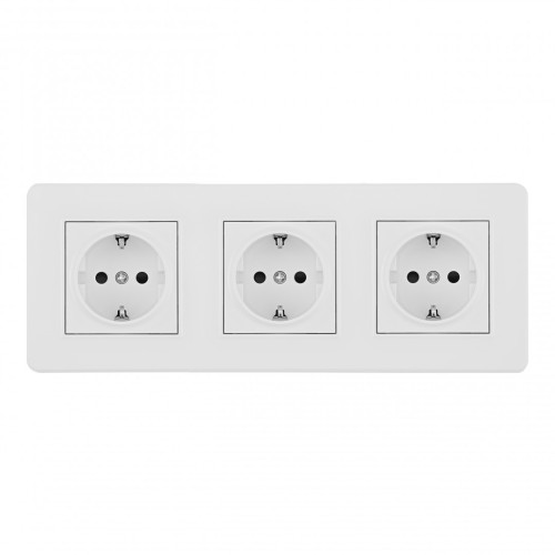 Розетка тройная (трехпостовая) с/з и шторками Arte Milano SET16-3-40-1x3 white
